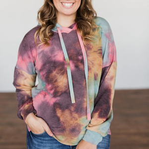 New Fashionable High Quality Tie-Dye Hoodie for Women 2025 Latest Design Women Tie-Dye Pullover Hoodies - Product Image 1