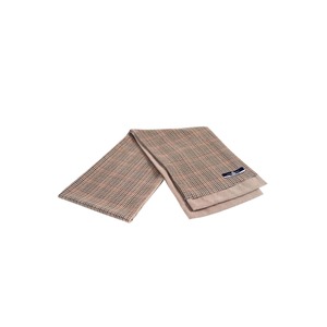 Écharpe/châle en laine double face à motif pied-de-poule marron, noir et beige, longue, avec cuir PU, dans un coffret cadeau - Product Image 4