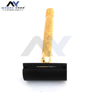 Rasoir de sécurité à manche hexagonal pour hommes, rasoir à double tranchant pour barbier, manche en or de luxe avec tête noire, rasoirs de sécurité pour barbier - Product Image 6