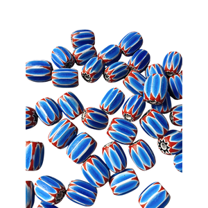 Pulseras de cuentas de cristal ovaladas de Chevron azul blanco de calidad de exportación India Fabricación de joyas Color y tamaño personalizados disponibles Precio al por mayor - Product Image 1