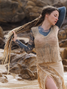 Top de ortiga de ganchillo a mano de algodón 100%, patrón sólido, tejido transpirable, fibra Natural, longitud corta, ropa de ganchillo a mano - Product Image 4