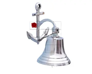 Cloche de bateau en laiton chromé 6.5 "avec support d'ancrage cloche de bateau en laiton nickelé 6.5" avec support d'ancrage