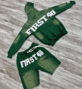 Chándal de lavado con ácido unisex con bordado, sudaderas recortadas, conjunto de pantalones cortos, venta al por mayor, ropa de calle ajustada para hombres, colección de verano - Product Image 4