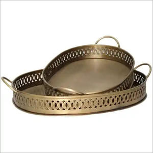 Plateau de forme carrée galvanisé unique plaqué par oxydase ravissante de forme ronde pour l'assiette et le plat de service de nourriture de mariage - Product Image 6