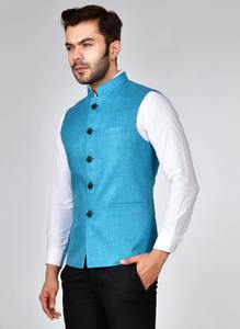 Chaleco Azul Pavo Real de Calidad de Exportación para Hombre, para Novios, Funciones Tradicionales, Fiestas y Eventos Especiales, en Venta - Product Image 4