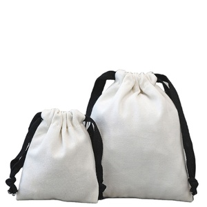 13x16cm 8oz Cotton Canvas <b>Drawstring</b> <b>Pouch</b> for Makeup Package With Cotton Draw String custom logo and desighn - Product Image 1