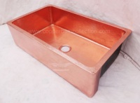 Écologique Martelé Bol Unique Moderne Carré Cuivre Évier De Cuisine Robinet Un Trou Plein Brillant Polonais Tablier Avant En Cuivre