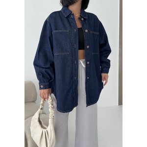 Chemise en jean boutonnée oversize 6080 - Tile - Product Image 2
