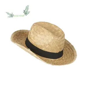 뜨거운 유행 2024!! 100% 잔디 소재 밀짚 비치 모자 도매 밀짚 모자 카우보이 모자 사용자 정의 로 Eco2go 베트남
