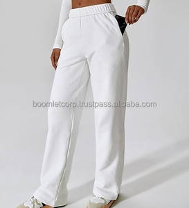 กางเกงวอร์มเอวสูงสำหรับผู้หญิงกางเกงออกกำลังกายเอวยางยืดระบายอากาศได้ทรงหลวมวิ่งบนท้องถนนผ้าแคนวาสสำหรับกีฬาฤดูหนาวตามสั่ง - Product Image 1