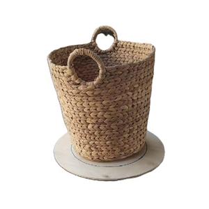 Sustainable Natural Seagrass Wicker Storage Basket Flexible Household <b>Accessory</b> for Clothing Waste Management Water Hyacinth - Product Image 4
