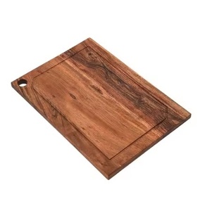 Planche à découper élégante en bois d'acacia avec rainure à jus, design classique et gravure de logo personnalisé en option à basse quantité minimale de commande - Product Image 1