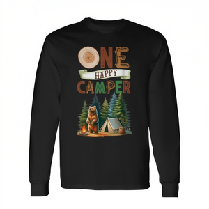 Maglietta a maniche lunghe One Happy Camper per il primo compleanno a tema campeggio con orsetti, personalizzabile, design promozionale - Product Image 2