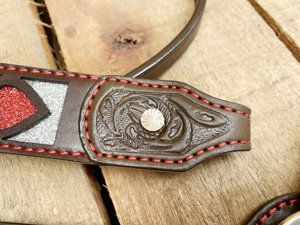 Western Genuine Leather Silver Studded Conchos Headstall Breast Collar 100% Top Quality Tack Set - Product Image 6