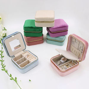 Custom Logo <b>Mini</b> Velvet Jewelry <b>Box</b> Luxury Simple Design for Small Ring Earrings Packaging Organizer - Product Image 3