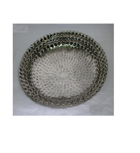 Plateau décoratif en métal, haut, en aluminium poli argenté, fait main, bol de service pour la maison - Product Image 1