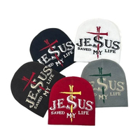 Direct Factory hiver chrétien 100% acrylique bonnet-foi porter jésus lettrage écriture Message pointillé dessin animé arcs voyage
