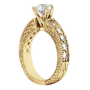 Anillo de Compromiso de Oro Amarillo de 18K con Diamante de Estilo Vintage, Anillo con Diamante de 0.70ct - Product Image 1