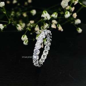 14K Solid Gold Colorless Brilliant Round Cut Diamond Christian Luxury Eternity Wedding Band - Product Image 3
