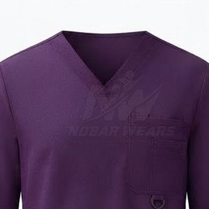 Bulk Long Sleeve <b>Scrub</b> <b>Tops</b> Men Medical Work Uniform V Neck Style Durable Stretch Fabric Professional Healthcare - Product Image 5