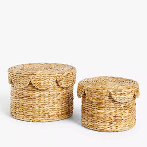 Juego de 2 Cajas de Jacinto de Agua con Bordes Festoneados, Caja de Almacenamiento Hecha a Mano, Ecológica, Decoración Natural para el Hogar, Venta al por Mayor desde Vietnam - Product Image 2