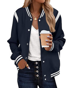 Femmes 2025 automne mode université Bomber veste décontracté bouton Style léger laine école tenues Streetwear Inspiration - Product Image 1