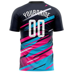 เสื้อฟุตบอลสำหรับผู้ชายเสื้อกีฬาแขนสั้นผ้าโพลีเอสเตอร์100% สั่งทำพิมพ์โลโก้บริการ OEM - Product Image 2