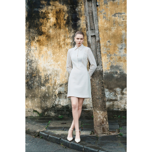 ชุดเดรสเสื้อเชิ้ตแขนยาวขนาดเล็กของเคนเดรส90% ผ้าฝ้าย10% โพลีเอสเตอร์ชุดเดรสหรูหราสำหรับผู้หญิงเสื้อผ้าสำหรับสตรีที่เป็นทางการของเวียดนาม - Product Image 1