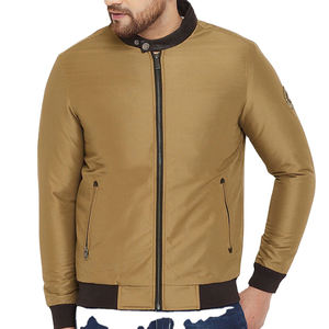 เสื้อแจ็คเก็ตบอมเบอร์ถักขนแกะลำลองสำหรับผู้ชาย พร้อมซิป โลโก้สั่งทำ กันน้ำ ผ้าไหม 100% เสื้อผ้าสตรีทแวร์ฤดูหนาว ขายส่ง - Product Image 1