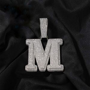 เพชรโมอิส925สเตอร์ลิงสีเงินในรูปแบบ M จี้ฮิปฮอปตามสั่งมีตัวอักษรแบบกำหนดเอง - Product Image 3
