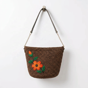 Handmade Bohemian Raffia Woven <b>Clutch</b> <b>Bag</b> with Floral Embroidery Strap <b>Small</b> Capacity Beach Shoulder Purse for Women - Product Image 1
