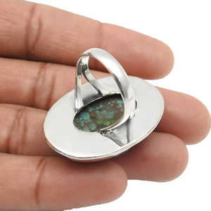 Bohemian Styled Cocktail Ring Made of 925 Sterling Silver Vintage Style <b>Oxidized</b> Ring For Women Comes With Turquoise Gemstone - Product Image 4