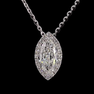 Collier Chic en or blanc 14 carats avec diamants de laboratoire Marquise 1.2 ct | Bijoux légers pour l'élégance quotidienne - Product Image 3