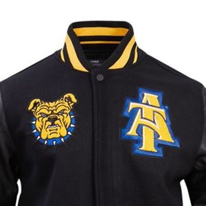 Personnalisé pour A & T Aggies Bulldog Varsity Bomber Jacket Hommes Femmes Peau de Mouton Respirant Tricoté Tissu Peigné Haut - Product Image 4