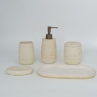 Ensemble d'accessoires de salle de bain en résine de haute qualité, 5 pièces, effet terrazzo coloré, béton beige, écologique, design personnalisable, pour la maison
