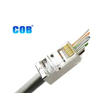 고속 전송 STP 1.1mm 향상된 구리 RJ45 차폐 쉬운 플러그 CAT6A CAT6 | COB