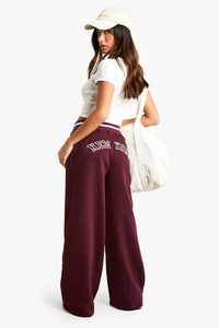 Best Selling Burgundy <b>Women's</b> Petite New York Wide Leg <b>Joggers</b> Terry <b>Fleece</b> Soft Touch <b>Women's</b> Sweatpants <b>Women</b> Pants & Trouser - Product Image 3