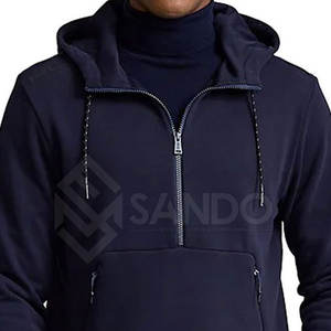 Vente en gros de sweats à capuche à demi-fermeture éclair pour hommes, design personnalisé, motifs solides en coton mélangé, meilleure qualité pour l'hiver à bas prix - Product Image 6