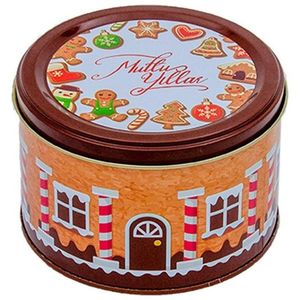 Boîte ronde en métal Kontensan 1,2 L pour biscuits Gingerman, 140x90 mm, pour le stockage et l'exposition, origine Turquie - Product Image 1