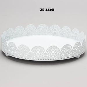 Elegant Modern Handmade Eco-friendly Metal Cake Stand with Hammered Silver Floral Borders <b>Resin</b> Epoxy Mold Decorative Design - Product Image 4