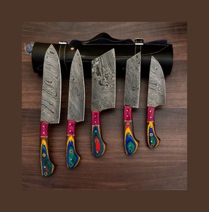 Ensemble de 5 couteaux de chef en acier Damas de haute qualité, écologique, en acier au carbone, fabriqué à la main, approvisionnement direct d'usine, vente chaude pour une utilisation en cuisine - Product Image 1