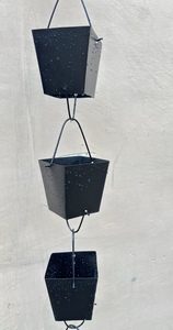 Handcrafted Customized 8.5ft Rain Chain with Vintage Square <b>Cups</b> Metal Rain Chain for Garden Decor Welding Technique - Product Image 2