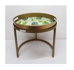 Calcomanía de mesa lateral de forma redonda de Metal de hierro hecha a mano, acabado esmaltado para sala de estar, muebles decorativos, mesa de centro - Product Image 4