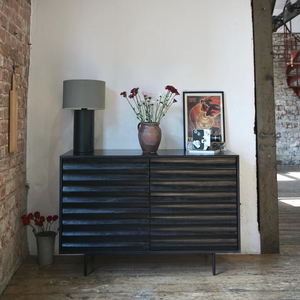 Daria Solid Mango Wood 2 Door <b>Sideboard</b> <b>Black</b> - Product Image 5