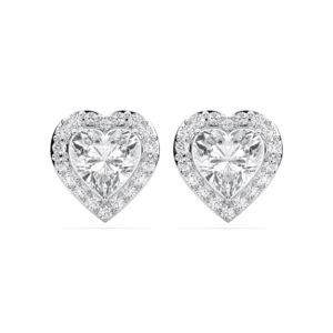 ต่างหูเม็ดเดี่ยวเพชรเม็ดเดี่ยวทรงหัวใจตัด & รัศมี2.50กะรัตทำด้วยทองคำและเงินสเตอร์ลิงสำหรับผู้หญิง - Product Image 4