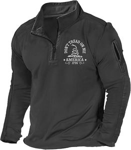 OEM for Flag Graphic Pocket Pullover Patriotic Quater <b>Zip</b> <b>Hooded</b> Long Sleeve Winter Embroidered Sweatshirts - Product Image 4