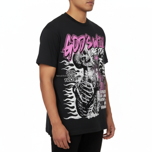 เสื้อยืดสตรีทแวร์ทรงโอเวอร์ไซส์ คุณภาพสูง เป็นมิตรกับสิ่งแวดล้อม เนื้อผ้าหนา พิมพ์ลายกราฟิกแบบสกรีน  ผ้าคอตตอนหนา ตัดเย็บทรงครอป สำหรับผู้ชาย - Product Image 3