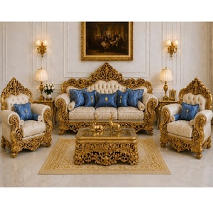 French Rococo Style Hand-Carved Maharaja <b>Sofa</b> with Coffee <b>Table</b> Hot Selling 5-Seater Living Room Furniture Buy Premium <b>Sofa</b> Set - Product Image 1