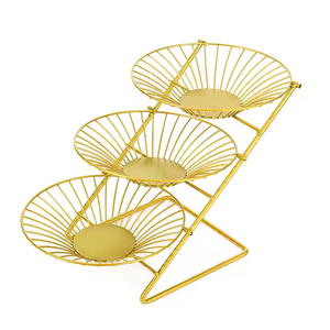 Bol à fruits simple nordique noir doré Panier à fruits multicouche Panier de rangement pour assiette à bonbons en fer - Product Image 3