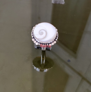 Anillo fino clásico de Plata de Ley 925 con piedra preciosa de concha de Shiva para compromiso de boda o regalo de fiesta joyería al por mayor - Product Image 1